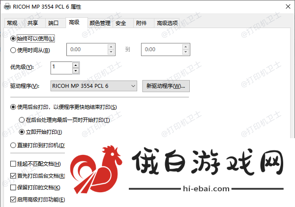 检查打印机设置