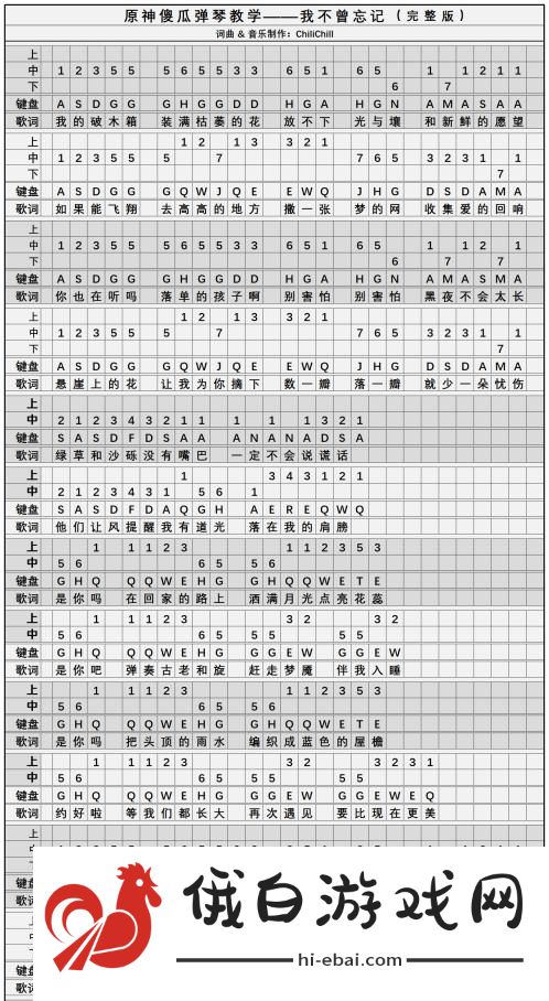 原神我不曾忘记琴谱是什么