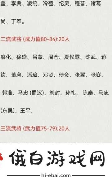 三国冰河时代，最强武将排行与推荐